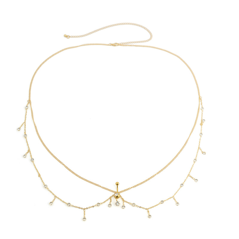 Ingemark Minimalism cu mai multe straturi Lanț pentru burtă pentru talie pentru femei Bikini de vară Goth Piercing pentru buric unghii Bijuterii pentru corp Accesorii pentru festival