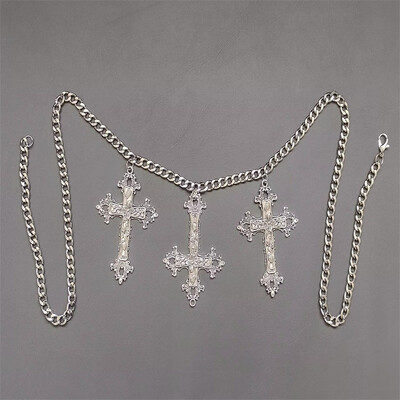 Pandantiv cu model gotic punk gol, lanț cu talie în cruce, reglabil