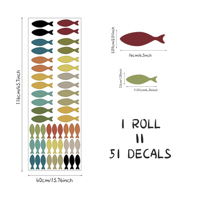 Ocean Life Fish Wall Decal Цветни морски стикери за стена Peel and Stick School of Fish Wall Decor Подвижни стикери за детска стая