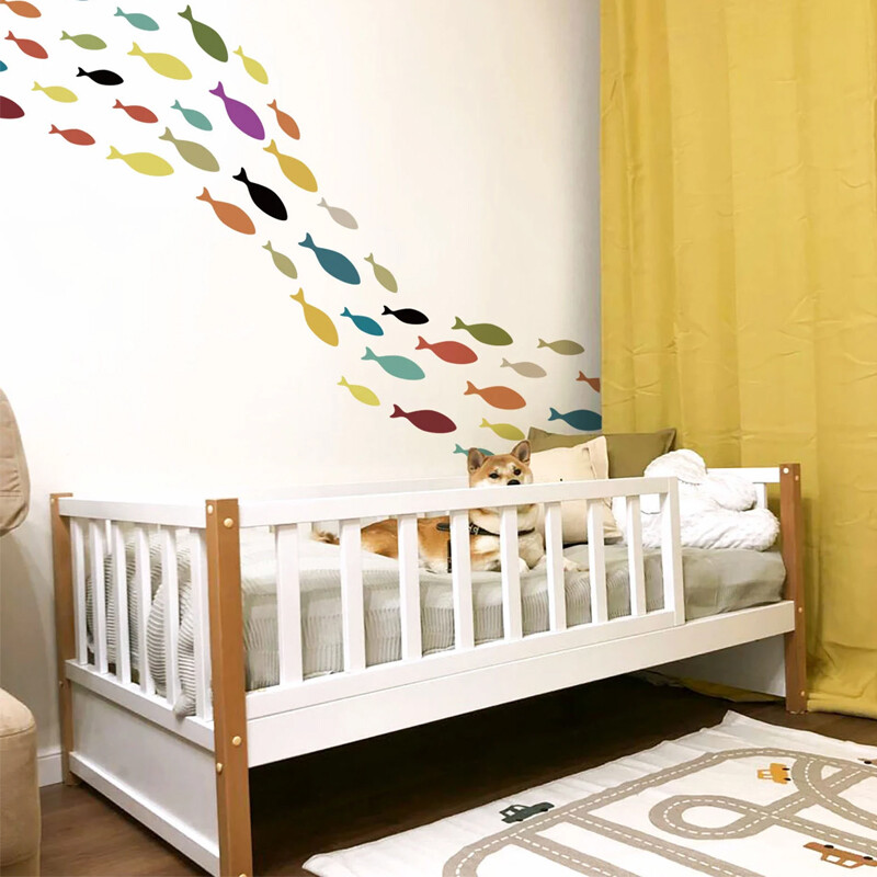 Ocean Life Fish Wall Decal Цветни морски стикери за стена Peel and Stick School of Fish Wall Decor Подвижни стикери за детска стая