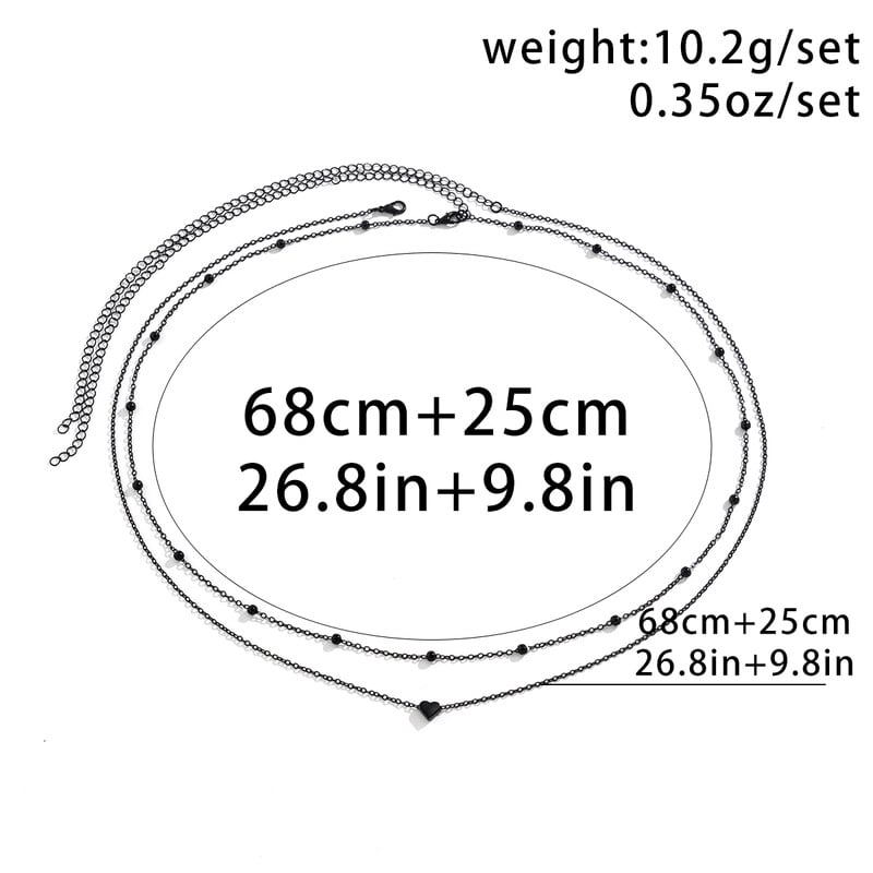Salircon Gothic Black Paint Double Layer Metal Bead Chain for Women Trendy Iron Coral Brush Chain Sexy Punk Letné Telové Šperky