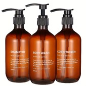 Set dozator de balsam de șampon, 3 buc. Sticle reutilizabile cu pompă pentru săpun de duș pentru spălarea corpului Îngrijirea părului cu etichetă imprimată