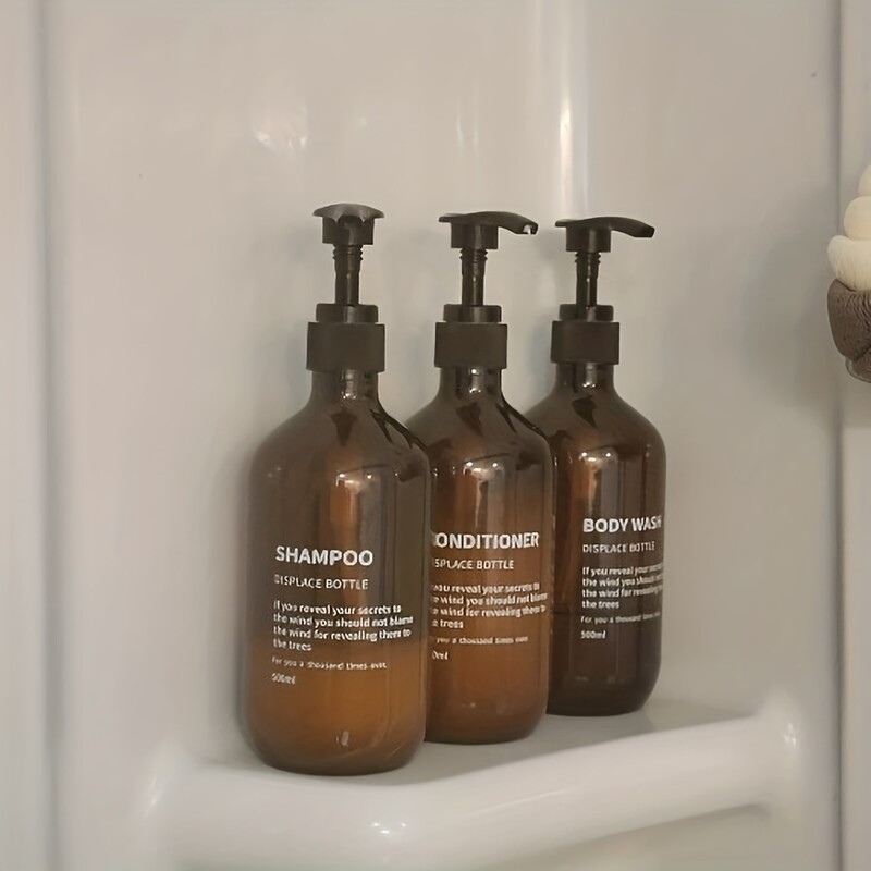 Set dozator de balsam de șampon, 3 buc. Sticle reutilizabile cu pompă pentru săpun de duș pentru spălarea corpului Îngrijirea părului cu etichetă imprimată