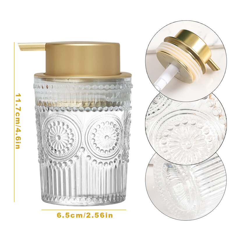 Sticlă de sticlă cu spumă de mână Dozator cu pompă reîncărcabilă pentru bucătărie, baie, vanitate, blat, dozator de săpun pentru vase de mână, sticla de spumă