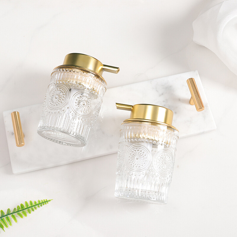 Sticlă de sticlă cu spumă de mână Dozator cu pompă reîncărcabilă pentru bucătărie, baie, vanitate, blat, dozator de săpun pentru vase de mână, sticla de spumă