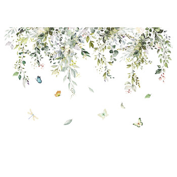 30*90cm Green Vine Butterfly Αυτοκόλλητα τοίχου Φόντο τοίχου Σαλονιού Διακόσμηση σπιτιού Τοιχογραφία Αυτοκόλλητα τοίχου Pvc Ταπετσαρία Ms8465