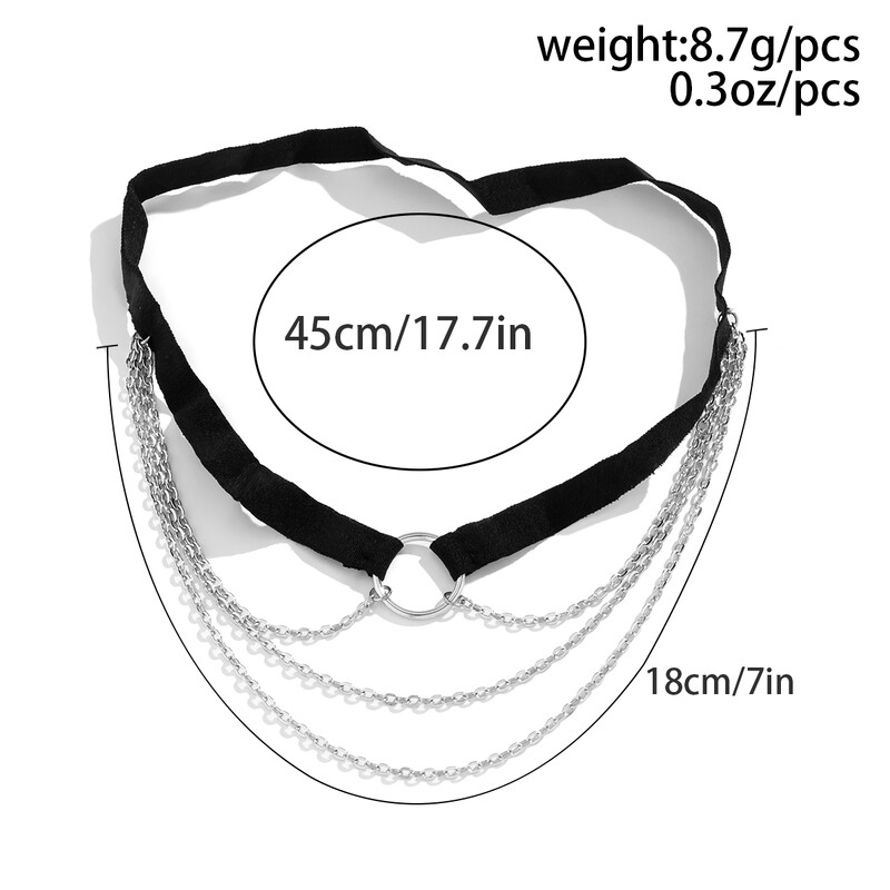 PuRui Punk Multilayer Metal Link Stehenná Noha Retiazka Gothic 2023 Dámske Šperky Čierna Elastická Páska Retiazka Na Telo Párty Dievčatá Cool Trendy
