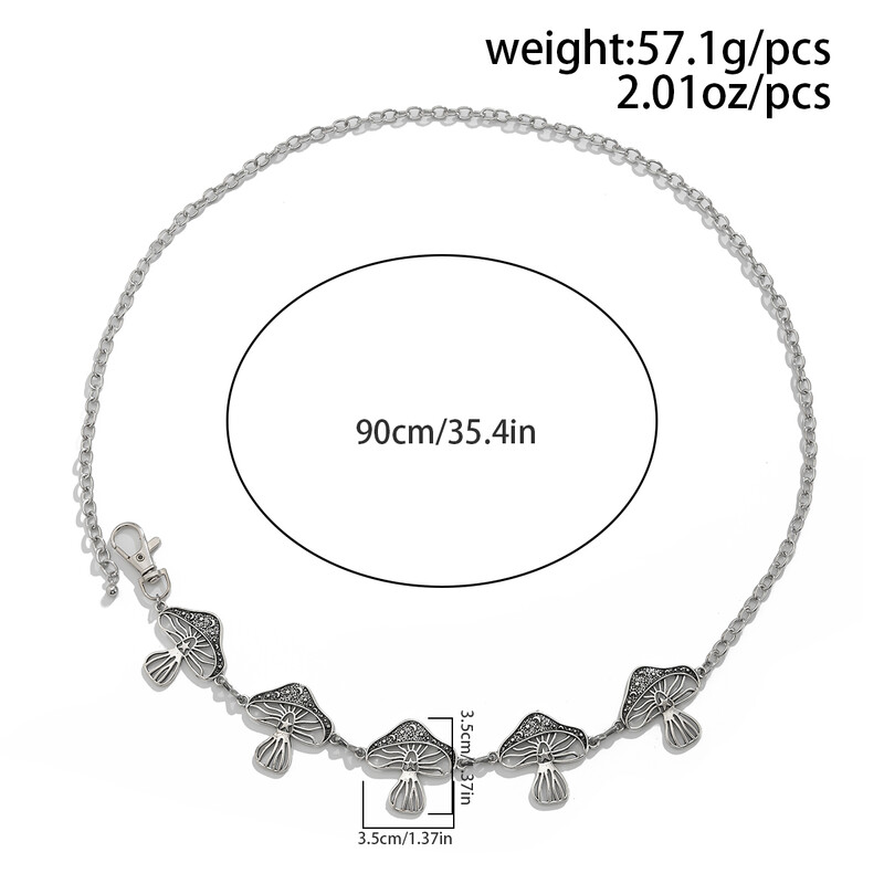 Ingemark Vintage Gothic Metal Mushroom Waist Brucho Chain pre ženy Creative Halloween Dress Jeans Rave Body Jewelry Accessories
