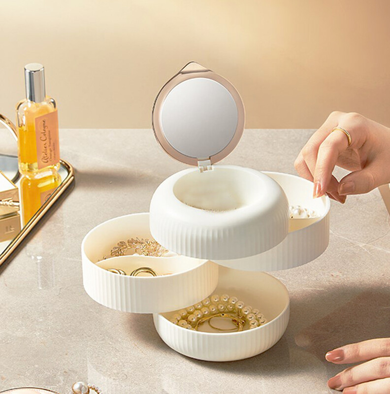 Többrétegű forgó tárolódoboz tükörrel Ékszerdoboz Fülbevaló Gyűrű Nyaklánc Karkötő Bross Besorolás Szervezet