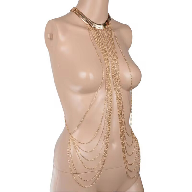 Lanci za prsa Seksi bikini za plažu Nakit za tijelo Šarm Goth Lanac za tijelo za žene Ljetni dodaci Boho Poklon oko struka Ogrlice s resicama