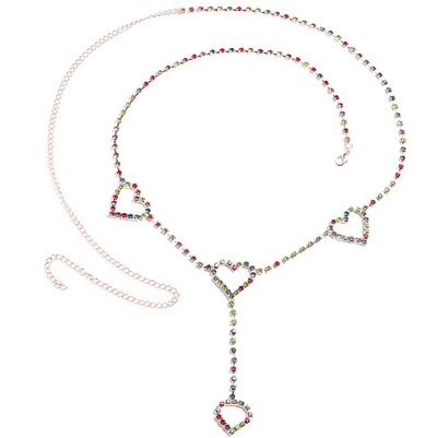 Strasszos testláncok Öv Kristály derékláncok Szív medál Nyári Strand derék testékszer Fesztivál Övhas Ékszer Női