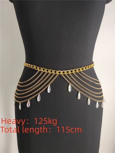Retro moteriškas mados pilvo žavesys juosmens grandinės pakabukas ilgas kutas petnešėlės pilvo grandinėlės moteriškos kūno aksesuarai Stonefans papuošalai