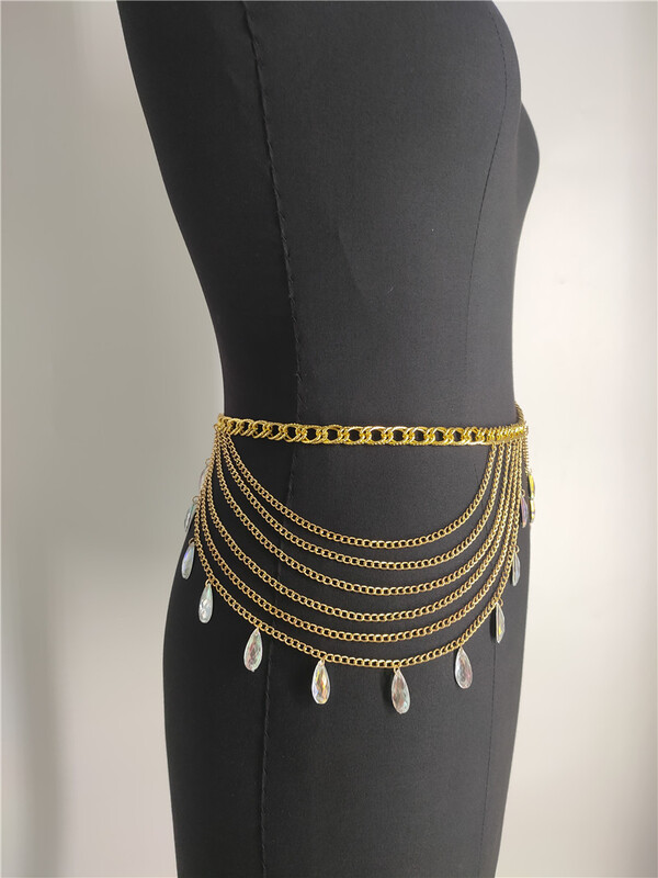 Retro moteriškas mados pilvo žavesys juosmens grandinės pakabukas ilgas kutas petnešėlės pilvo grandinėlės moteriškos kūno aksesuarai Stonefans papuošalai