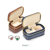 Csúcsminőségű luxus PU bőr mini utazási egyedi logó gyűrű fülbevaló ékszerdoboz ékszerszervező ékszerész ajándék csomagolás