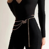Motýlí retiazkový pás na hrudník, telové šperky, retiazkový pás na telo, móda pre ženy, sexy retiazky na brucho, bikiny, gotické doplnky do pása