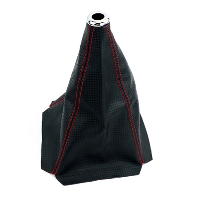 Universal PU δερμάτινο πόμολο αλλαγής ταχυτήτων αυτοκινήτου Κολάρα από ανθρακονήματα φορτηγού αυτοκινήτου χειροκίνητο Stick Shifter κάλυμμα μπότας Γκέτα μαύρο μπλε κόκκινο