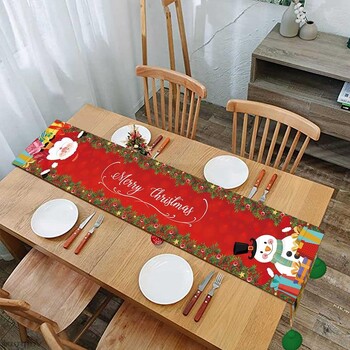 Christmas Table Runner 2023 Καλά Χριστουγεννιάτικα Διακοσμητικά για το Σπίτι 2024 Πρωτοχρονιάτικο Τραπεζομάντιλο Πολυεστέρας Χριστουγεννιάτικο κάλυμμα σημαίας τραπεζιού