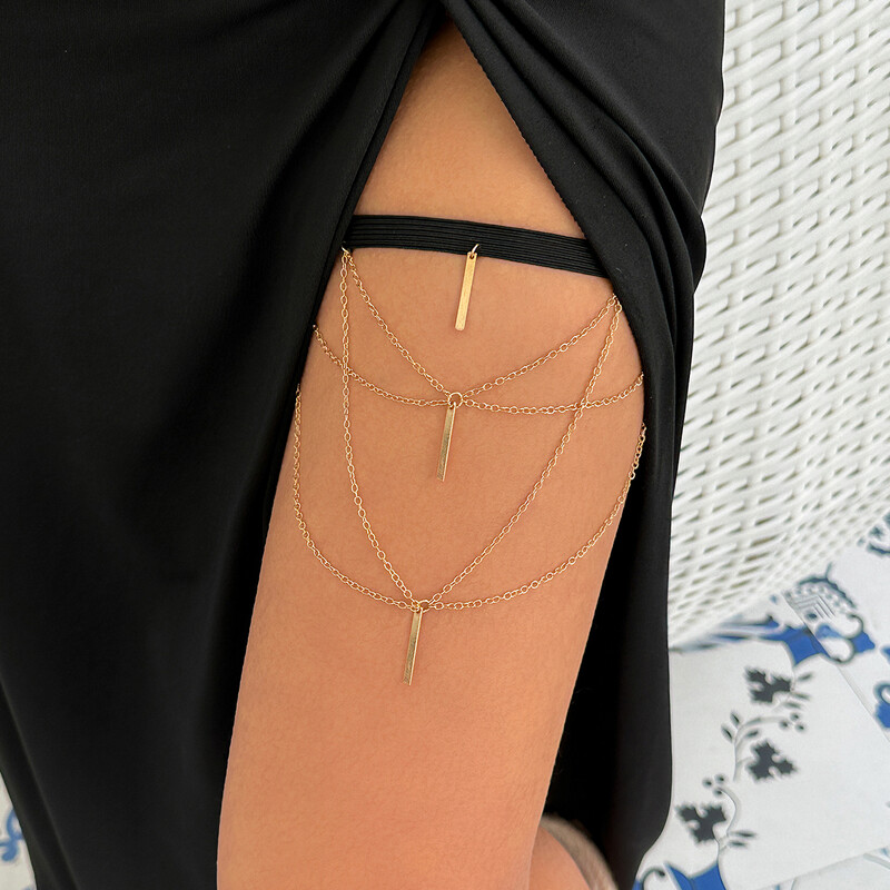 Viacvrstvový Boho elastický pás, obväz, retiazka na nohu a stehná pre ženy, bikiny, goth tyč, strapcový prívesok, podväzkový pás, telové šperky, darček, nový