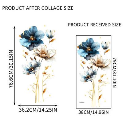 Nagy domborműves virágok fali matricák nappalihoz hálószoba fali dekoráció falmatricák öntapadó 3D háttérképek lakberendezés
