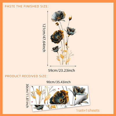 Nagy domborműves virágok fali matricák nappalihoz hálószoba fali dekoráció falmatricák öntapadó 3D háttérképek lakberendezés
