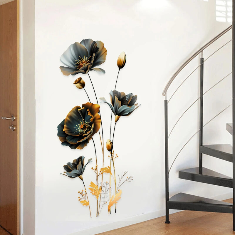 Nagy domborműves virágok fali matricák nappalihoz hálószoba fali dekoráció falmatricák öntapadó 3D háttérképek lakberendezés