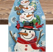 Karácsonyi aranyos hóember ágynemű asztali futók Ünnepi parti dekorációk parasztház Konyha étkezőasztal futó karácsonyi dekorációk