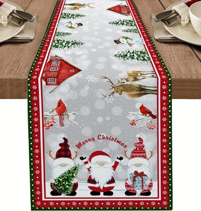 Дядо Коледа Модел на снежинка Коледно бельо Пътека за маса Winter Xmas Dresser Scarf Decoration Table Decorations Navidad Decoration 2025
