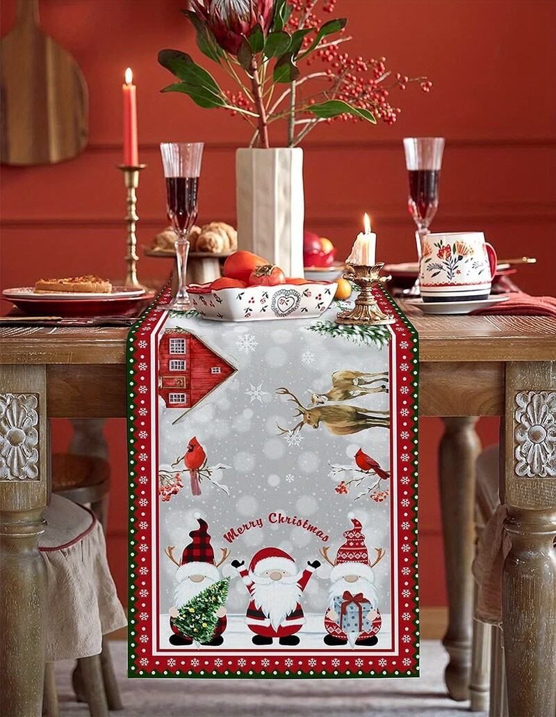 Дядо Коледа Модел на снежинка Коледно бельо Пътека за маса Winter Xmas Dresser Scarf Decoration Table Decorations Navidad Decoration 2025