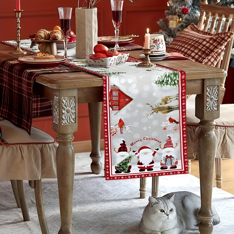 Дядо Коледа Модел на снежинка Коледно бельо Пътека за маса Winter Xmas Dresser Scarf Decoration Table Decorations Navidad Decoration 2025