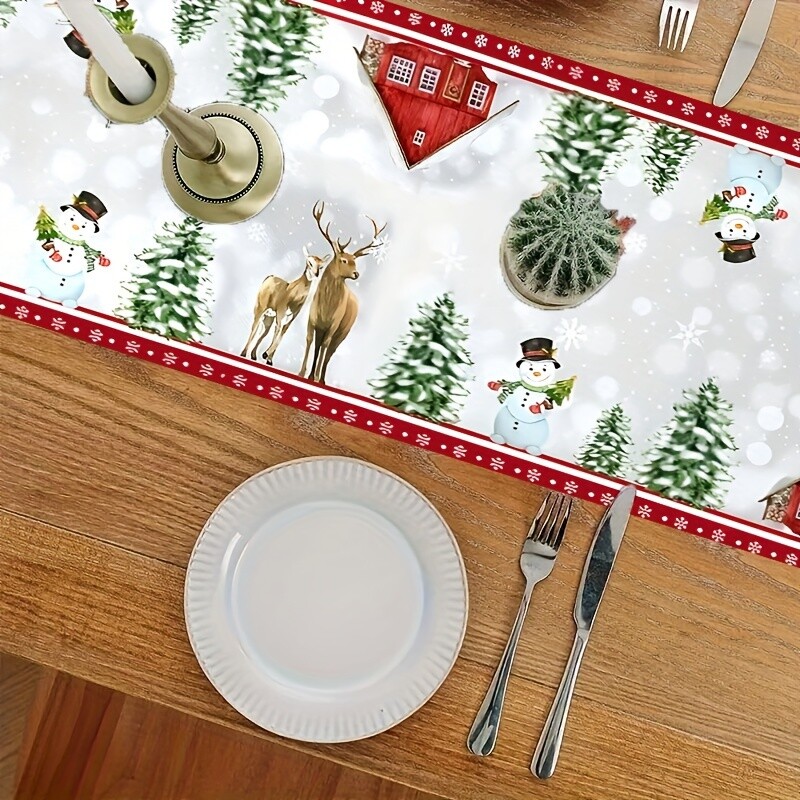 Дядо Коледа Модел на снежинка Коледно бельо Пътека за маса Winter Xmas Dresser Scarf Decoration Table Decorations Navidad Decoration 2025
