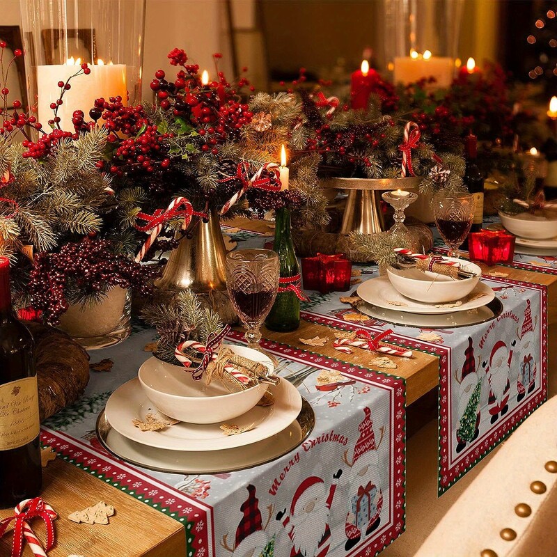 Дядо Коледа Модел на снежинка Коледно бельо Пътека за маса Winter Xmas Dresser Scarf Decoration Table Decorations Navidad Decoration 2025