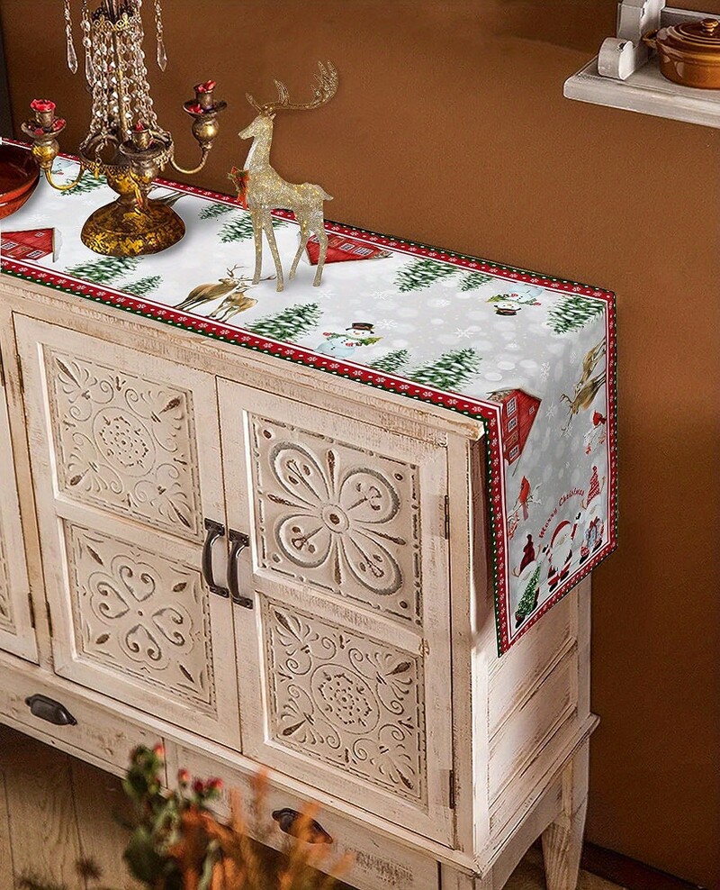 Дядо Коледа Модел на снежинка Коледно бельо Пътека за маса Winter Xmas Dresser Scarf Decoration Table Decorations Navidad Decoration 2025