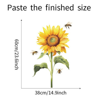 1 ΤΕΜ Βαμμένα αυτοκόλλητα τοίχου Sunflower Bee για παιδικό δωμάτιο φουαγιέ κρεβατοκάμαρας Διακόσμηση σπιτιού Αυτοκόλλητη ταπετσαρία