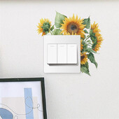 1 db színes kis sárga napraforgó kapcsoló fali matrica nappali előtérbe lakberendezési nagykereskedelem 18*19cm