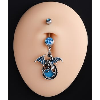 JHJT 14G Gothic Dragon Belly Button Piercing από ανοξείδωτο ατσάλι Glow αφαλός κοσμήματα σώματος