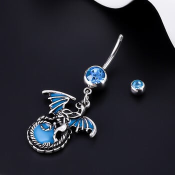 JHJT 14G Gothic Dragon Belly Button Piercing από ανοξείδωτο ατσάλι Glow αφαλός κοσμήματα σώματος