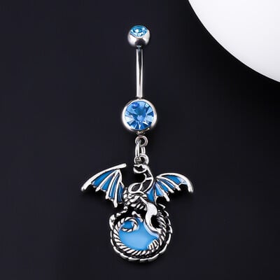 JHJT 14G Gothic Dragon Belly Button Piercing από ανοξείδωτο ατσάλι Glow αφαλός κοσμήματα σώματος