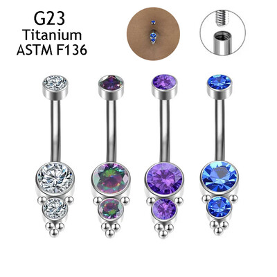Fashion ASTM F136 Titanium Navel Piercing Body Jewelry 5/8mm 5A Zircon Stones Goth Δαχτυλίδια κοιλιάς Ombligo PIERC για γυναίκες