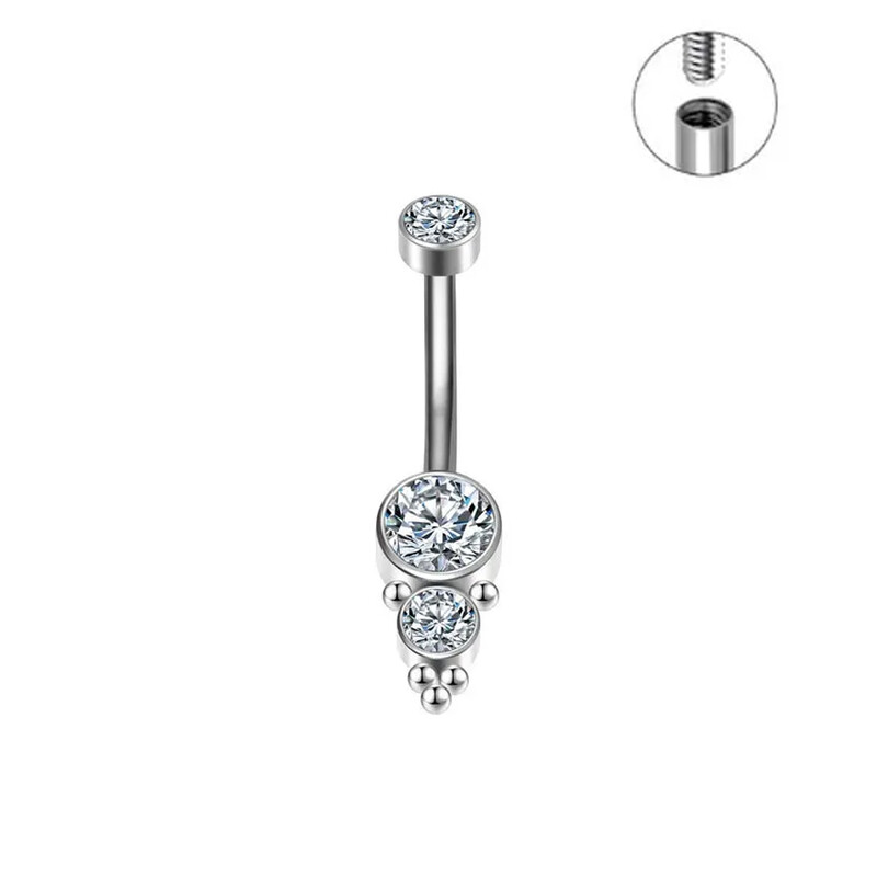 Módne piercing do pupka z titánu ASTM F136, 5/8 mm, zirkónové kamene 5A, gotické krúžky do pupka, Ombligo PIERC pre ženy