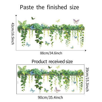 Frunze de mărar verde, plantă de viță de vie, fluture, dormitor, sufragerie, fundal, perete, autocolante decorative, decor pentru casa, decalcomanii de artă