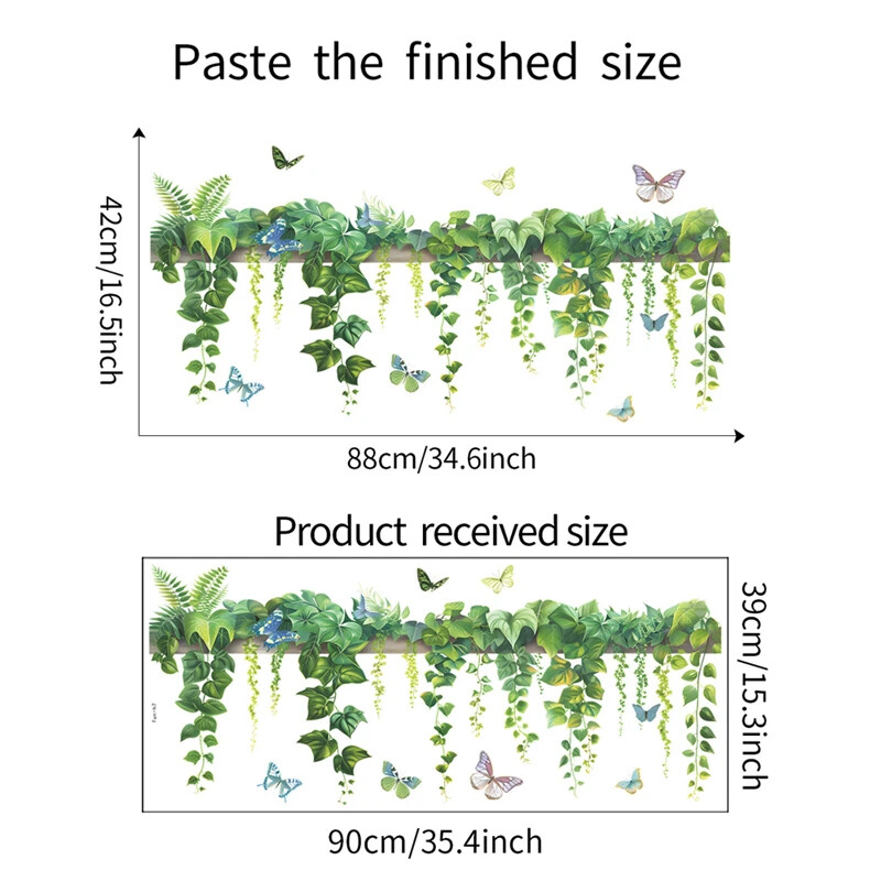 Frunze de mărar verde, plantă de viță de vie, fluture, dormitor, sufragerie, fundal, perete, autocolante decorative, decor pentru casa, decalcomanii de artă
