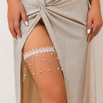 Ingemark Elegant Imitation Pearl Tassel Leg Ghigh Chain for Women Elastic Bandage Garter Ζώνη Σώμα Κοσμήματα Τετ αξεσουάρ Δώρο