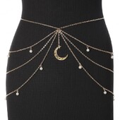 Trbuh oko struka Lanac Mjesec Metalni ukras Novi boemski remen s resicama Haljina oko struka Nakit za tijelo za žene Svestrani dodaci Moda