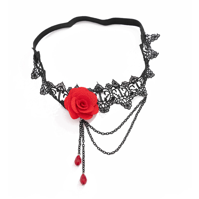Ingemark Goth Big Rose Flower Band elastică pentru picior Lanț pentru coapsă pentru femei Miere mireasa ciucuri Link Bijuterii pentru corp Accesorii de Halloween