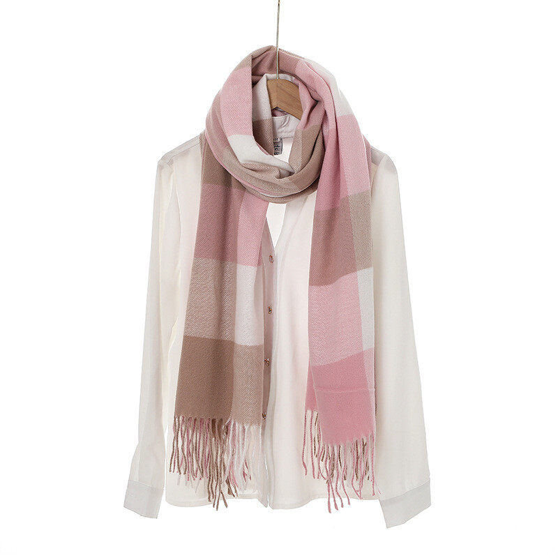 Topla deka od kašmira Ženska putna zimska marama Modni karirani debeli šal od pašmine s resicama Ležerni Bufanda Pončo Novo