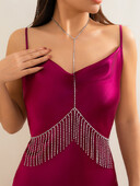 Ingemark Elegant Goth Kalnų krištolinis kutas Kryžiaus Krūtinės Krūtinės Pilvo Kūno Grandinės karoliai Moterims Merginoms Boho vasaros paplūdimio papuošalai