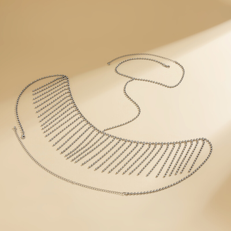 Ingemark Elegant Goth Kalnų krištolinis kutas Kryžiaus Krūtinės Krūtinės Pilvo Kūno Grandinės karoliai Moterims Merginoms Boho vasaros paplūdimio papuošalai