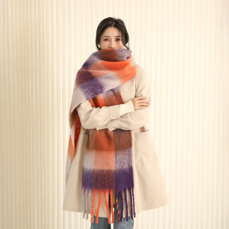 35 *220CM luksuzni karirani šal topao zimi Kašmir poput duginih kariranih modni svestrani ženski šal s resicama