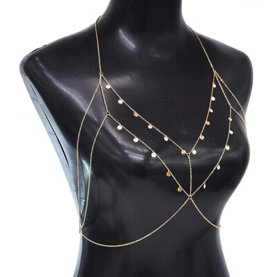 „Ldealway Fashion Body Jewelry“ pilvo grandinėlė krūtinės grandinė „Punk“ seksuali bikiniai liemenėlė Goth moterims Paplūdimio aksesuarai Prabangi dovana