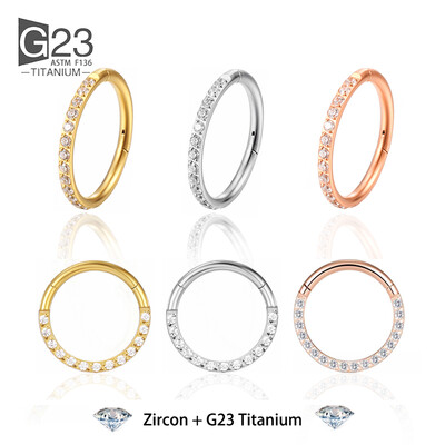 14G/16G/18G G23 titán orrgyűrűk csuklós szegmensű fülporc Tragus fülbevalók Helix karikás septum Clicker piercing ékszerek